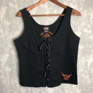Harley Davidson black lace up vest Dallas TX